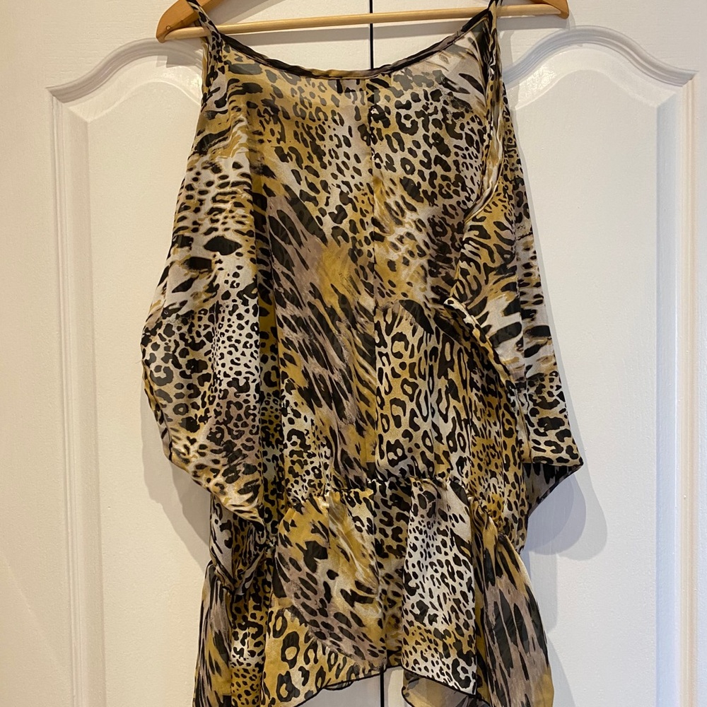 Cold Shoulder Sheer Printed Top XL (fits up to 2X)